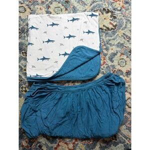 Kyte BABY Blue Shark Muslin Swaddle and Fitted Sheet Set